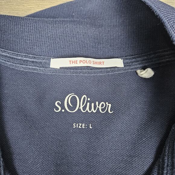 s.Oliver Men’s Navy Polo Shirt L Soft Cotton Minimalist Essential Casual Style - Picture 6 of 7